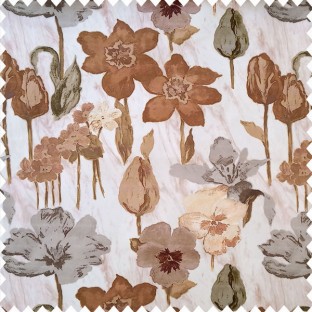 Green brown grey color beautiful flower designs with texture finished background natural look flower buds main curtain